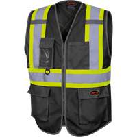6959BK Tricot High-Visibility Safety Vest with Zipper Closure, Black, X-Small, Polyester Infinity Industrial Services Inc.
