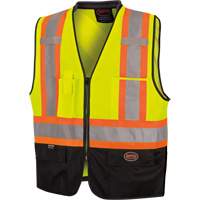 6895 High-Visibility Zip Front Bi-Colour Safety Vest, Black/High Visibility Lime-Yellow, 2X-Large/3X-Large, Polyester Infinity Industrial Services Inc.