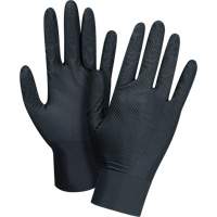 Gants d'examen de poids lourd &agrave; prise tactile, Grand, Nitrile, 8 mils, Sans poudre, Noir, Classe 2 Infinity Industrial Services Inc.