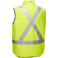 Bisley&reg; X-Back Reversible Puffer Vest, High Visibility Lime-Yellow, Small, Polyester Infinity Industrial Services Inc.