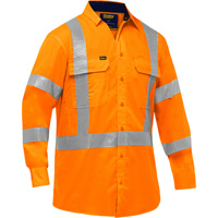 Bisley&reg; X-Back Long Sleeve Work Shirt with X-Airflow, Poly-Cotton, Small, High Visibility Orange Infinity Industrial Services Inc.