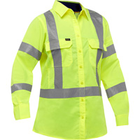 Bisley&reg; X-Back Women's Long Sleeve Work Shirt with X-Airflow, Poly-Cotton, Small, High Visibility Lime-Yellow Infinity Industrial Services Inc.