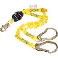 Twin-Leg Stretch Web Shock-Absorbing Lanyard, 6', Rebar Hook Center, Snap Hook Leg Ends Infinity Industrial Services Inc.