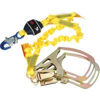 Twin-Leg Stretch Web Shock-Absorbing Lanyard, 6', Rebar Hook Center, Snap Hook Leg Ends Infinity Industrial Services Inc.