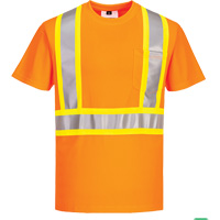 Contrast-Striped Safety T-Shirt, Polyester, Small, High Visibility Orange Infinity Industrial Services Inc.