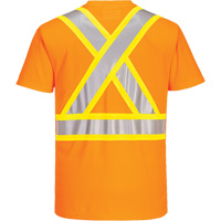 Contrast-Striped Safety T-Shirt, Polyester, Small, High Visibility Orange Infinity Industrial Services Inc.