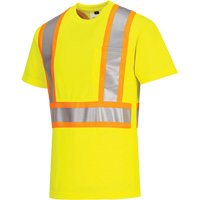 Contrast-Striped Safety T-Shirt, Polyester, Small, High Visibility Lime-Yellow Infinity Industrial Services Inc.