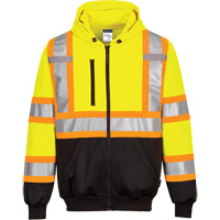 Contrast-Striped Safety Hoodie, Small, Black/High Visibility Lime-Yellow Infinity Industrial Services Inc.