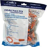 SEALTEC33 Orange Tapered PU Foam Disposable Earplugs, Bulk - Polybag, Corded Infinity Industrial Services Inc.
