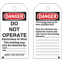 Lockout Tags, Plastic, 3" W x 5-1/2" H, English Infinity Industrial Services Inc.