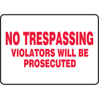 "No Trespassing" Sign, 7" x 10", Vinyl, English Infinity Industrial Services Inc.