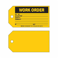 "Work Order" Tag, Paper, 5-3/4" W x 3" H, English Infinity Industrial Services Inc.