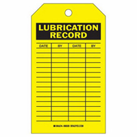 Lubrication Record Tags, Polyester, 4" W x 7" H, English Infinity Industrial Services Inc.