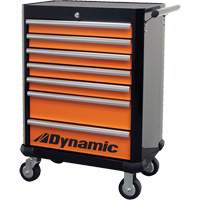 Roller Cabinet, 7 Drawers, 28" W x 18" D x 40" H, Black/Orange Infinity Industrial Services Inc.