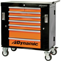 Roller Cabinet, 8 Drawers, 36" W x 18" D x 39-1/4" H, Black/Orange Infinity Industrial Services Inc.