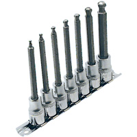 LHSW-3807 SAE 4" Long Ball Nose Socket Set, Hex Ball, 3/8" Drive, 7 Pcs Infinity Industrial Services Inc.