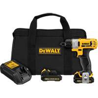 Max Screwdriver Kit, 1/4", 12 V, 160 UWO Max. Torque, Lithium-Ion Battery Infinity Industrial Services Inc.