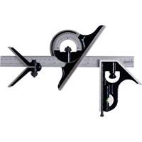 Combination Square Set with E/M Rule, 4 pcs., 1/64"/0.5 mm Graduations, Steel, Plain Infinity Industrial Services Inc.