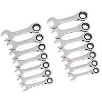 72-Tooth 12 Point Stubby Wrench Set, Ratcheting Combination, 14 Pieces, Imperial and Metric Infinity Industrial Services Inc.