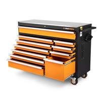 Rolling Tool Cabinet with Stainless Steel Worktop, 11 Drawers, 52" W x 18" D x 36" H, Black/Orange Infinity Industrial Services Inc.
