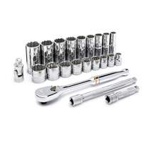 12 Point SAE Mechanics Tool Set, 22 Pcs, 3/8" Drive Size, Deep Infinity Industrial Services Inc.