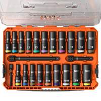 KNECT Drive Socket Set, 23 Pcs, Impact, 3/8" Drive Size, Deep Infinity Industrial Services Inc.