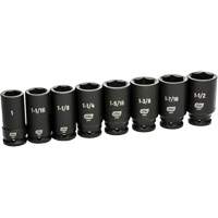 Jeu de douilles SAE &agrave; 6 pans, 8 Mcx, Chocs, Prise de 3/4", Profond Infinity Industrial Services Inc.