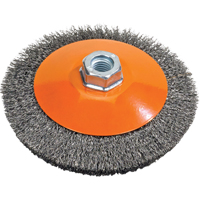 Brosse soucoupe &agrave; fils nou&eacute;s torsad&eacute;s, Dia. 5", Fils 0,02", Arbre 5/8"-11, Acier Infinity Industrial Services Inc.