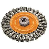 Wide Knotted Wire Wheel Brush, 4" Dia., 0.02" Fill, 5/8"-11 Arbor, Steel Infinity Industrial Services Inc.