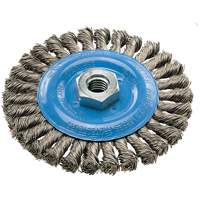 Wide Knotted Wire Wheel Brush, 5" Dia., 0.02" Fill, 5/8"-11 Arbor, Aluminum/Stainless Steel Infinity Industrial Services Inc.
