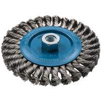 Wide Knotted Wire Wheel Brush, 6" Dia., 0.02" Fill, 5/8"-11 Arbor, Aluminum/Stainless Steel Infinity Industrial Services Inc.