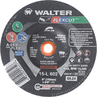 Meules &agrave; moyeu d&eacute;port&eacute; Flexcut, 6", 24 Grain, Oxyde d'aluminium, 5/8"-11, 10 200 Tr/min, Type 29 Infinity Industrial Services Inc.
