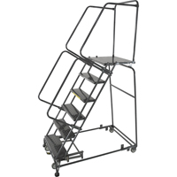 Weight Actuated Lockstep Rolling Ladders, 12 Steps, 24" Step Width, 120" Platform Height, Steel Infinity Industrial Services Inc.