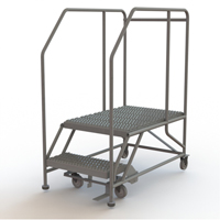 Mobile Work Platform, Steel, 2 Steps, 20" H, 35" D, 24" Step, Serrated Infinity Industrial Services Inc.