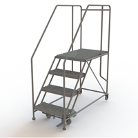 Mobile Work Platform, Steel, 4 Steps, 40" H, 35" D, 24" Step, Serrated Infinity Industrial Services Inc.