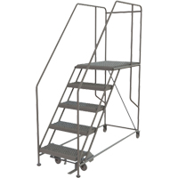 Mobile Work Platform, Steel, 5 Steps, 50" H, 35" D, 24" Step, Serrated Infinity Industrial Services Inc.