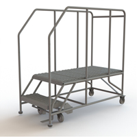 Mobile Work Platform, Steel, 2 Steps, 20" H, 47" D, 24" Step, Serrated Infinity Industrial Services Inc.
