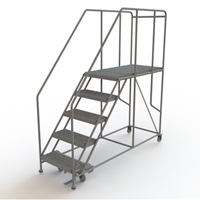Mobile Work Platform, Steel, 5 Steps, 50" H, 47" D, 24" Step, Serrated Infinity Industrial Services Inc.