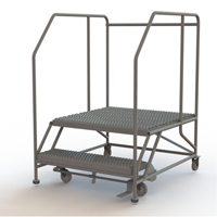 Mobile Work Platform, Steel, 2 Steps, 20" H, 36" D, 36" Step, Serrated Infinity Industrial Services Inc.