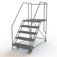 Mobile Work Platform, Steel, 5 Steps, 50" H, 36" D, 36" Step, Serrated Infinity Industrial Services Inc.