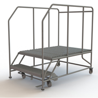Mobile Work Platform, Steel, 2 Steps, 20" H, 48" D, 36" Step, Serrated Infinity Industrial Services Inc.