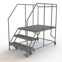 Mobile Work Platform, Steel, 3 Steps, 30" H, 48" D, 36" Step, Serrated Infinity Industrial Services Inc.