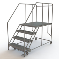 Mobile Work Platform, Steel, 4 Steps, 40" H, 48" D, 36" Step, Serrated Infinity Industrial Services Inc.