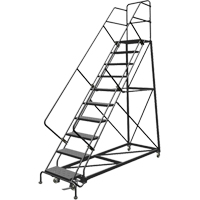 Safety Slope Rolling Ladder, 9 Steps, Perforated, 50° Incline, 90" High Infinity Industrial Services Inc.