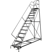 Safety Slope Rolling Ladder, 13 Steps, Perforated, 50° Incline, 130" High Infinity Industrial Services Inc.