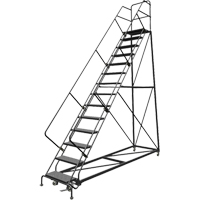 Safety Slope Rolling Ladder, 14 Steps, Perforated, 50° Incline, 140" High Infinity Industrial Services Inc.