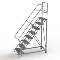 Safety Slope Rolling Ladder, 8 Steps, Serrated, 50° Incline, 80" High Infinity Industrial Services Inc.