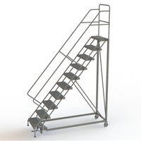Safety Slope Rolling Ladder, 10 Steps, Serrated, 50° Incline, 100" High Infinity Industrial Services Inc.