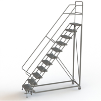 Safety Slope Rolling Ladder, 11 Steps, Serrated, 50° Incline, 110" High Infinity Industrial Services Inc.