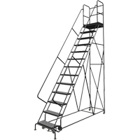 Deep Top Step Rolling Ladder, 13 Steps, 24" Step Width, 130" Platform Height, Steel Infinity Industrial Services Inc.
